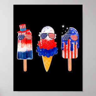Of July Popsicle Red White Blue American Flag Patr Poster
