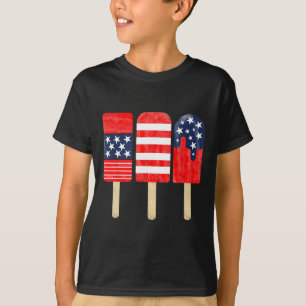 Of July Popsicle Red White Blue American Flag Patr T-Shirt