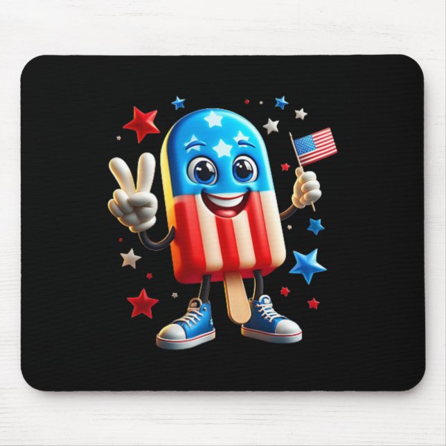 Of July Popsicle Usa Flag Patriotic Front And Back Mouse Mat (Front)