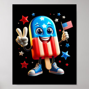 Of July Popsicle Usa Flag Patriotic Front And Back Poster