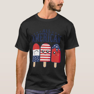Of July Popsicle Usa Flag Patriotic Summer Boy Gir T-Shirt