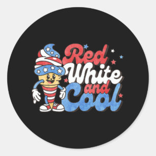 Of July Red White And Cool American Popsicle Kids  Classic Round Sticker