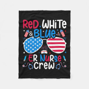 Of July Red White Blue Er Nurse Crew Patriotic Nur Fleece Blanket