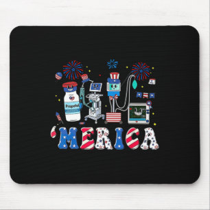 Of July Red White Icu Nurse Care Er Ed Rn Micu Cvi Mouse Mat