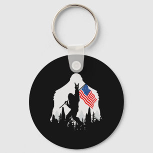 Of July Shirt Bigfoot Sasquatch Usa American Flag Key Ring
