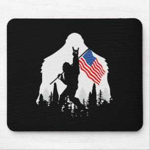 Of July Shirt Bigfoot Sasquatch Usa American Flag  Mouse Mat