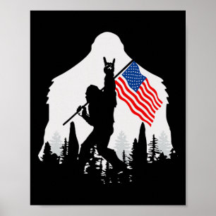Of July Shirt Bigfoot Sasquatch Usa American Flag Poster
