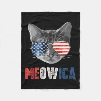 Of July Shirt Meowica American Flag Cat  Fleece Blanket