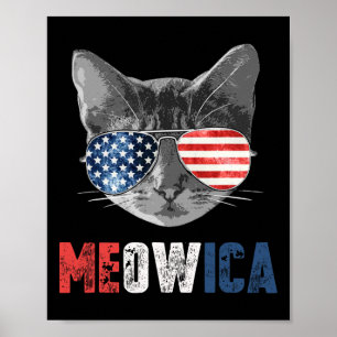 Of July Shirt Meowica American Flag Cat  Poster