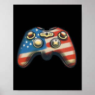 Of July Shirt Video Game Gamer Kids Boys Men Usa F Poster