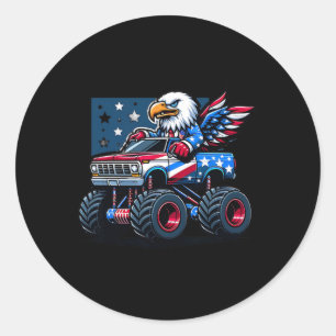 Of July Shirts Boys Kids American Flag Truck Eagle Classic Round Sticker