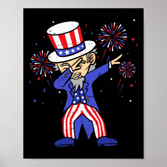Of July Shirts For Kids Funny Dabbing Uncle Sam Bo Poster (Front)