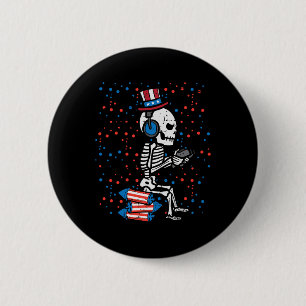 Of July Skeleton Gamer Funny America Boys Kids Men 6 Cm Round Badge