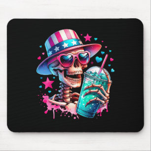Of July Skeleton Retro Trendy Mum Skull Mama Life  Mouse Mat
