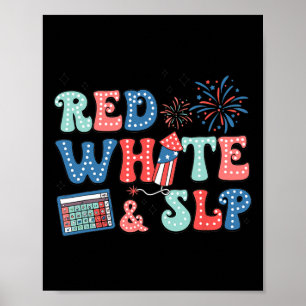 Of July Speech Therapy Red White Slp Speech Pathol Poster