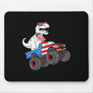 Of July T Rex Dino Trex Dinosaur Monster Truck Fir Mouse Mat
