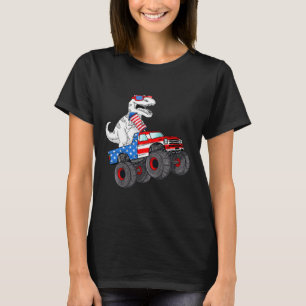 Of July T Rex Dino Trex Dinosaur Monster Truck Fir T-Shirt