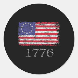 Of July T Shirt American Flag Betsy Ross 1776 Men Classic Round Sticker