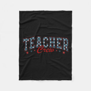 Of July Teacher Patriotic Shirt Teacher Crew Men W Fleece Blanket