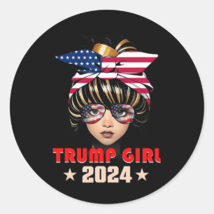 Of July Trump 45 47 Trump Girl 2024  Classic Round Sticker