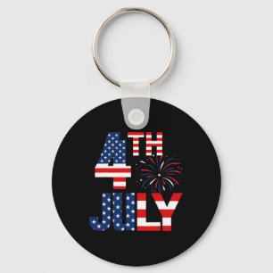 Of July Usa Flag Party Patriotic American Independ Key Ring