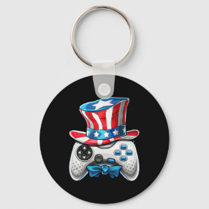 Of July Video Game American Flag Uncle Sam Gamer B Key Ring