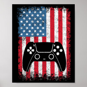 Of July Video Game Gamer Kids Boys Men Usa T Shirt Poster