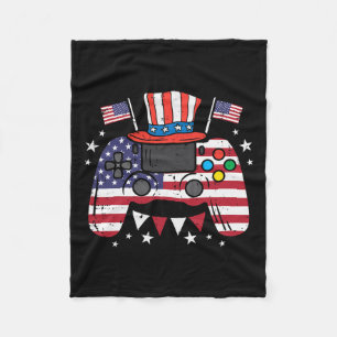 Of July Video Gamer Us Flag Gaming Patriot Boys Ki Fleece Blanket