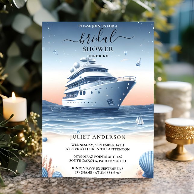 Of Knot Boat Ship Navy Blue Nautical Bridal Shower Invitation (Creator Uploaded)