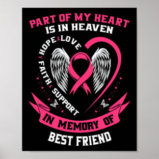 Of My Heart Is In Heaven Best Friend Breast Cancer Poster