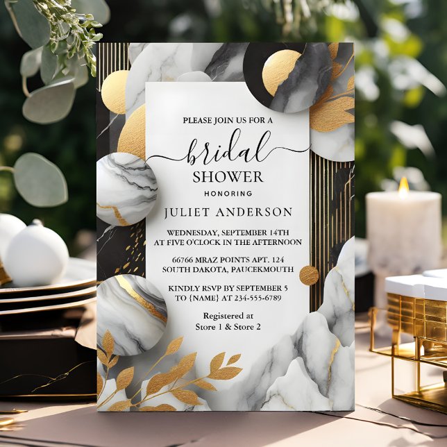 Of Natural Work Stacked Stone Marble Bridal Shower Invitation (Creator Uploaded)