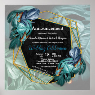 of Paradise Tropical Splash in Blues, Turquoise Poster