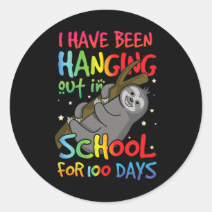 Of School Happy 100th Day 100 Hanging Kawaii Sloth Classic Round Sticker
