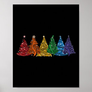 Of Six Lgbtq Pride Rainbow Christmas Trees Vector Poster