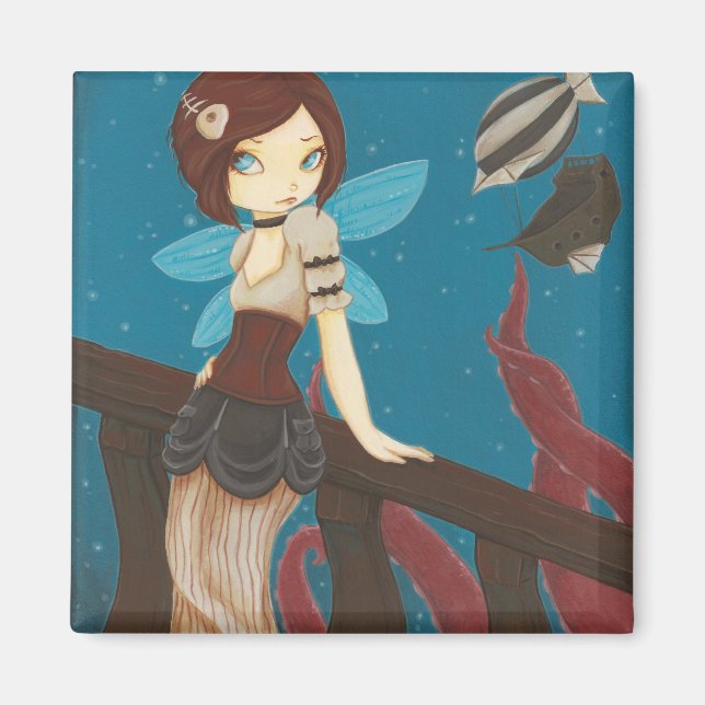 Of Sky - Steampunk fairy airship Magnet (Front)