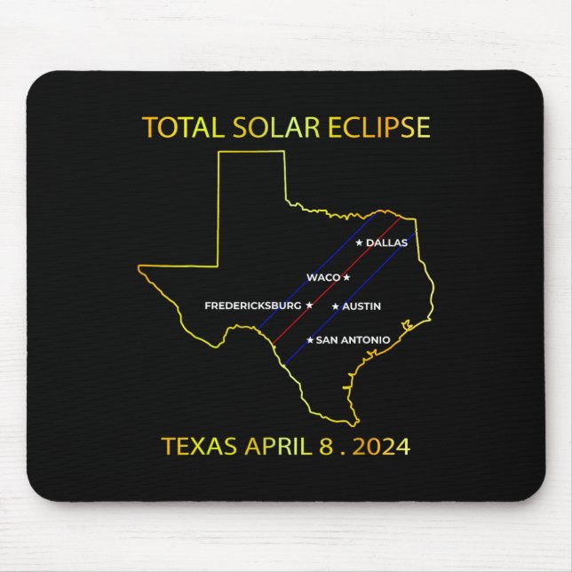 Of Solar Eclipse 2024 Interactive Map Texas Eclips Mouse Mat (Front)