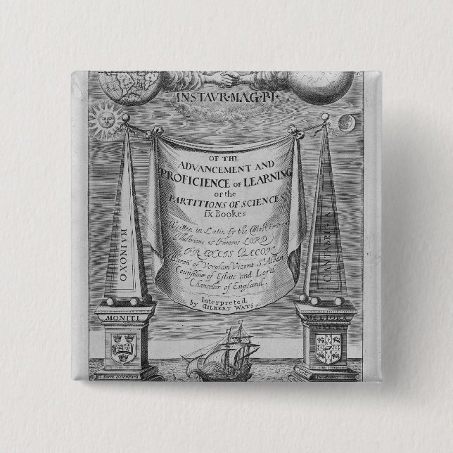 'Of the advancement and proficience of learning' 15 Cm Square Badge (Front)