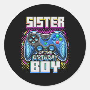 Of The Birthday Boy Matching Family Video Game Par Classic Round Sticker