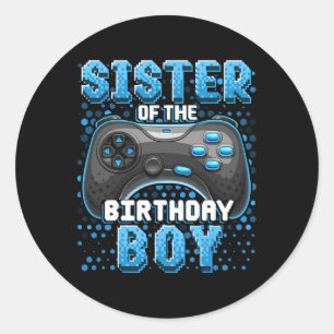 Of The Birthday Boy Matching Video Game Birthday 6 Classic Round Sticker