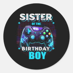 Of The Birthday Boy Matching Video Game Birthday 7 Classic Round Sticker