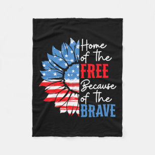 Of The Free Because Of The Brave Sunflower 4th Of Fleece Blanket