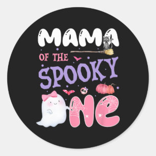 Of The Spooky One 1st Birthday Halloween Pink Ghos Classic Round Sticker
