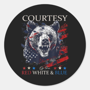 Of The Usa Red White And Blue 4th Of July Bear Classic Round Sticker
