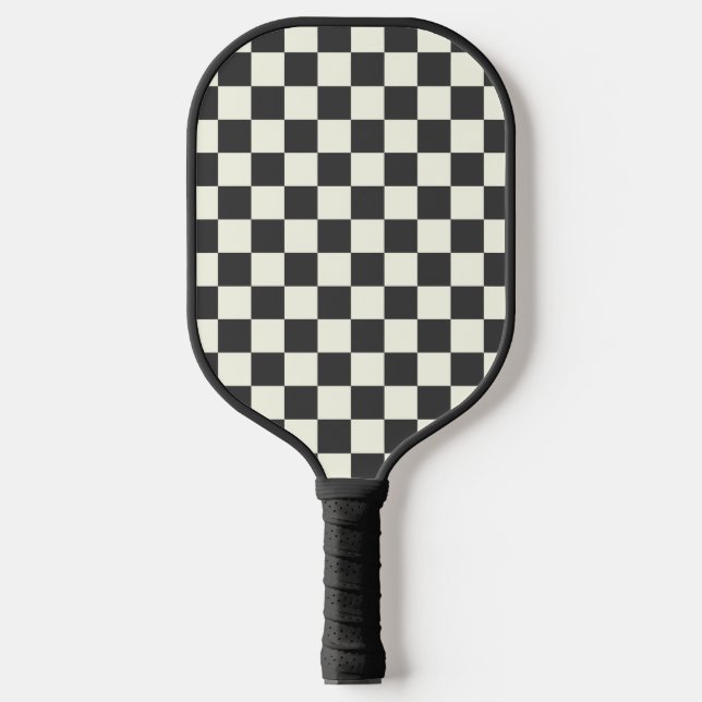 Off Black and Off White Checkerboard Pickleball Paddle (Front)