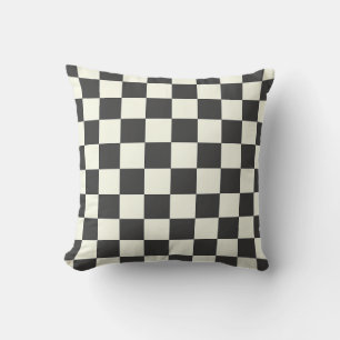 Off Black and Off White Chequerboard Cushion