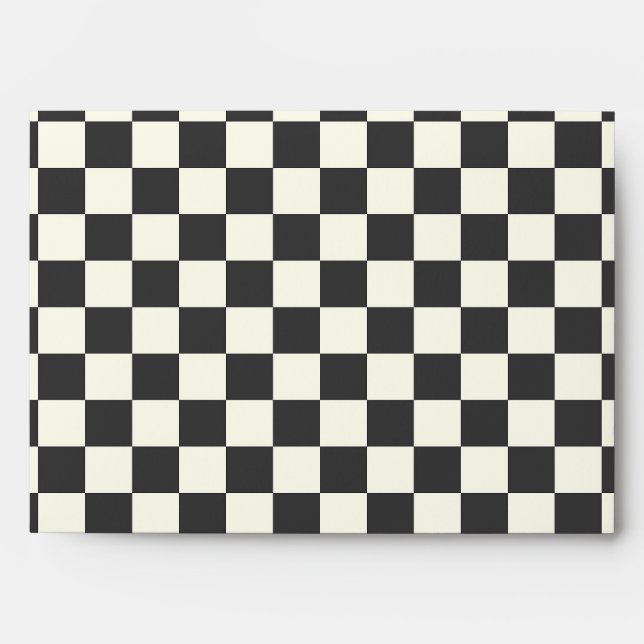 Off Black and Off White Chequerboard Envelope (Front)