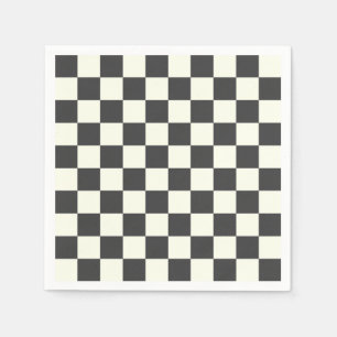 Off Black and Off White Chequerboard Napkin