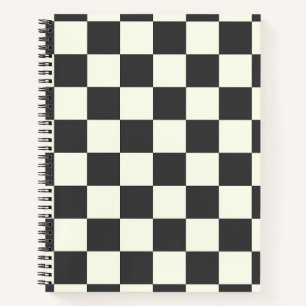 Off Black and Off White Chequerboard Notebook