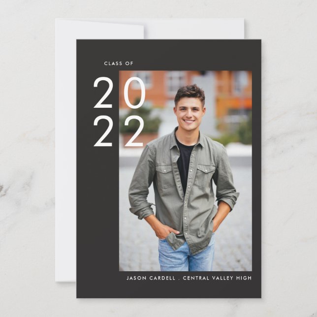 Off Centre | Dark | Photo Graduation Invitation (Front)