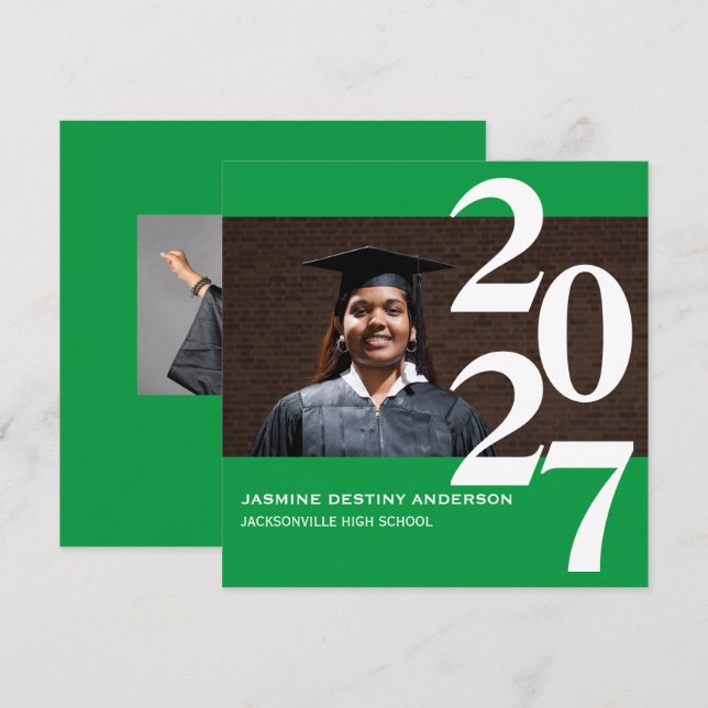 Off Centre Large Numbers - Graduation Announcement (Front/Back)